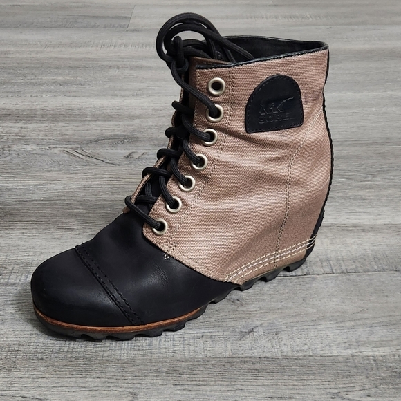 Sorel Joan of Arctic Wedge II PDX Waterproof Lace Up Leather Ankle Booties - Picture 4 of 14